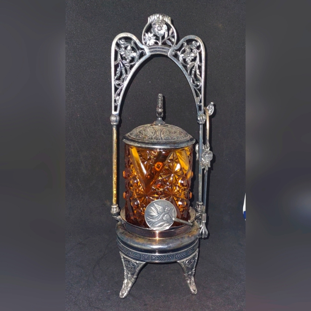 Victorian Era, Antique, Silver Pickle Caster, dinnerware service ware.